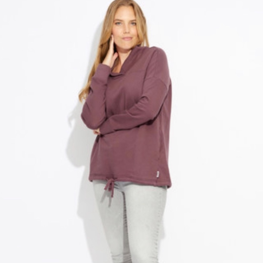 Pact Mahogany Essential Long Tie Front Pullover Sweatshirt